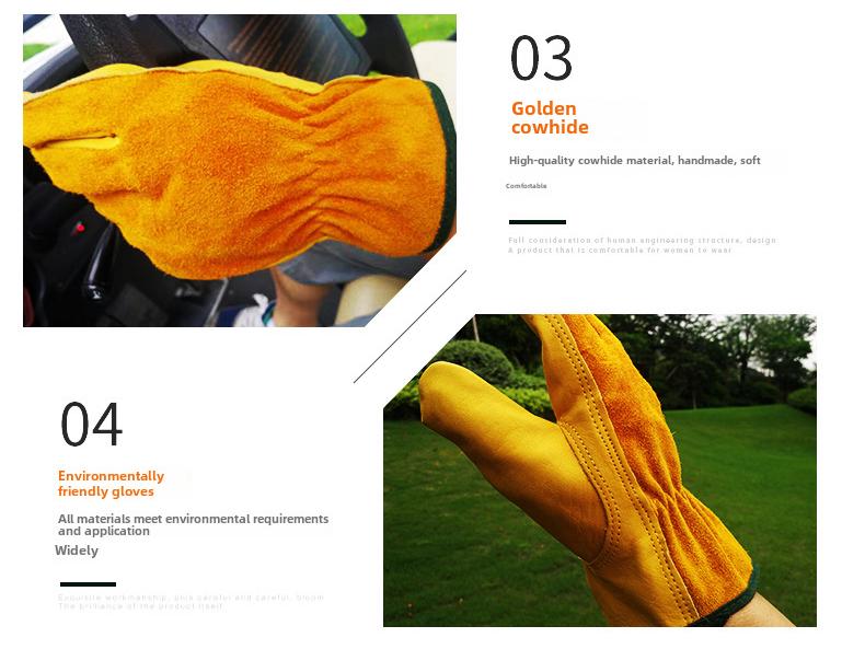 Breathable Non-Slip Cowhide Work Gloves: Cycling, Labor Protection, and Welder Gloves