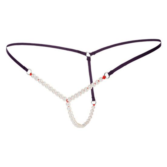Women Sexy Faux Pearl String Massage  Underwear Briefs Thongs G-String Knickers