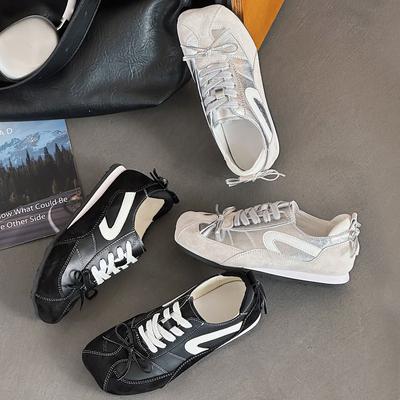 Estética rara cabeza de manzana tablero de cuero zapatos de suela de goma mujer otoño nuevo Zapatos Forrest Gump deportivos y de ocio zapatos de entrenamiento moral