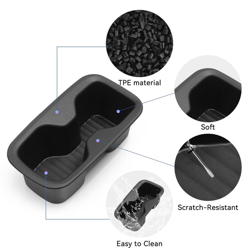 Smabee for Hyundai Santa Fe 6/7 Seats 2024-2026 (2 Row Only) Door Side Cup Holder ert Shock-Absorbing Storage Tray 2pcs