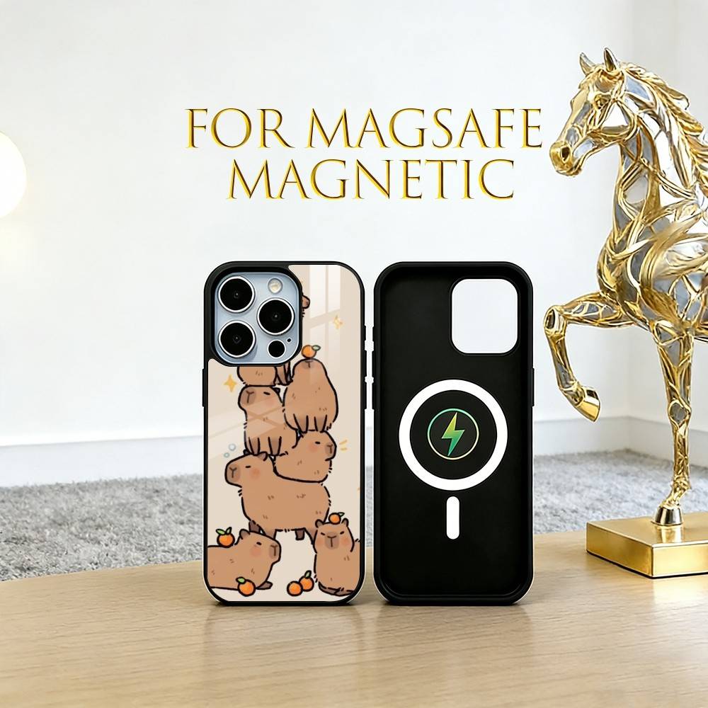 Capybara Phone Case For iPhone17,16,15,14,13,12,11 Plus,Pro Magnetic For Magsafe Wireless Charging