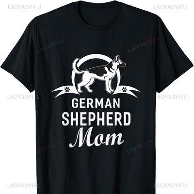 German Shepherd Dog Mom Dogs Owner Cotton T-Shirt for Gifts Oversized T Shirt Clothing Gothic Comfortable Tops Unisex