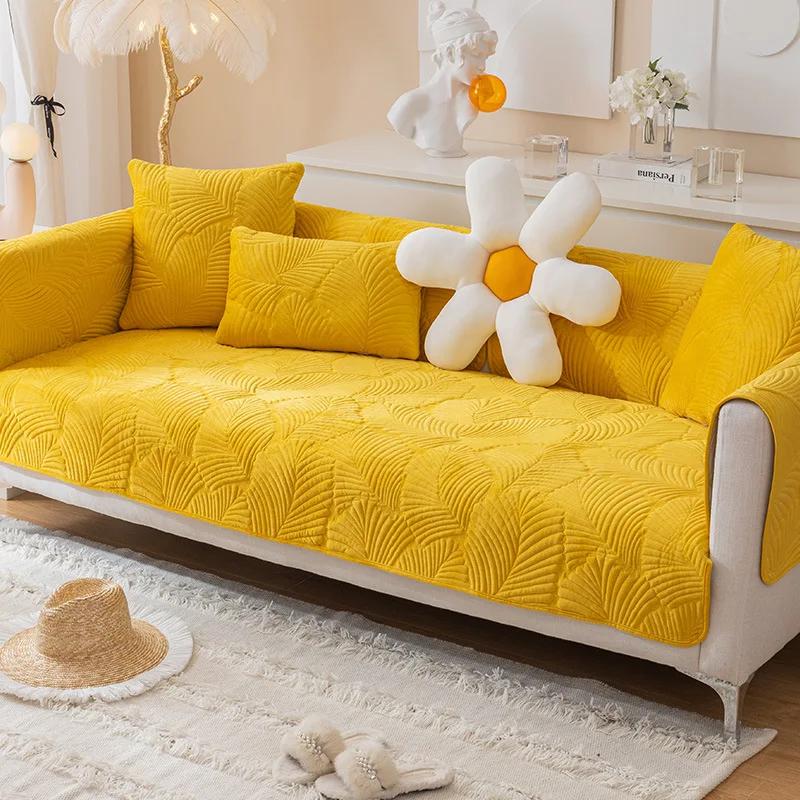 Winter Thick Plush Sofa Cushion for Living Room Non-slip Couch Cover Corner Sofa Towel Seat Pad Sofa Protection Cover
