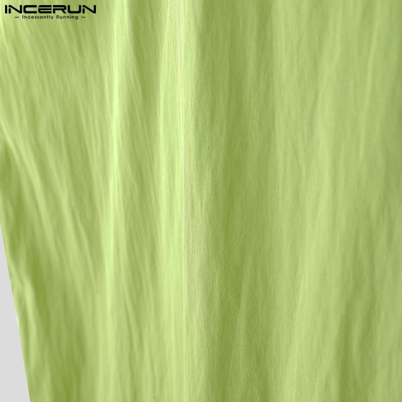 INCERUN Men Outfits Stitching Sleeveless Waistcoat Long Pants Loose Sets