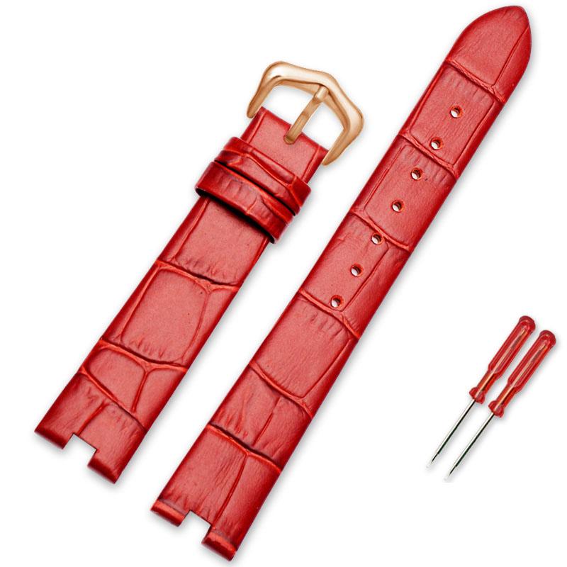 

Ремінець для годинника з натуральної шкіри для Cartier White Balloon WGBL005 Жіночий ремінець Пряжка-штифт Чорний Червоний Рожевий Виріз 16*5мм Браслет 16mm-5mm