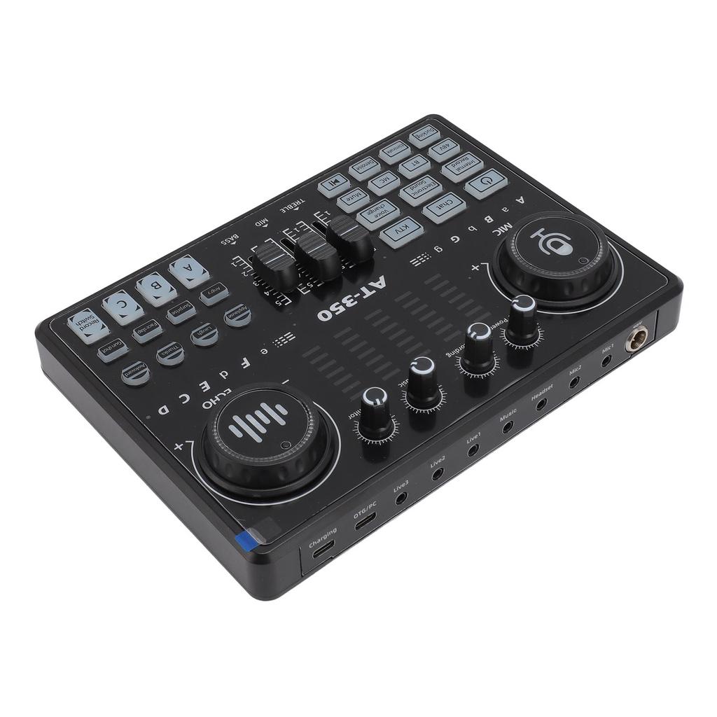 Professional Live Sound Card Mixer with LED Light Voice Changer Multiple Sound Effects Recording Sound Card for 48V