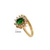 18K Gold Plated Double Layer Coarse Zircon Ring Stainless Steel Rimmed Oval Colored Zircon Ring for Woman