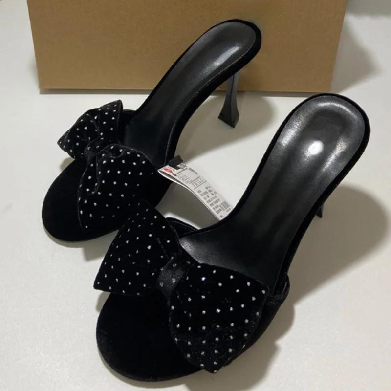 

Винтажные модные женские летние босоножки со стразами большого размера, элегантные летние туфли на высоком каблуке для женщин 35 чёрный