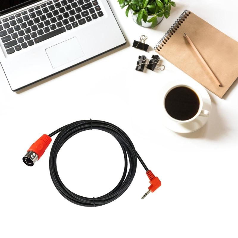 50cm/150cm Long 3.5mm TRS Male to 5Pin DIN Male Cable 90 Degree Angle for Keyboards Piano Drum Sound Recording Device