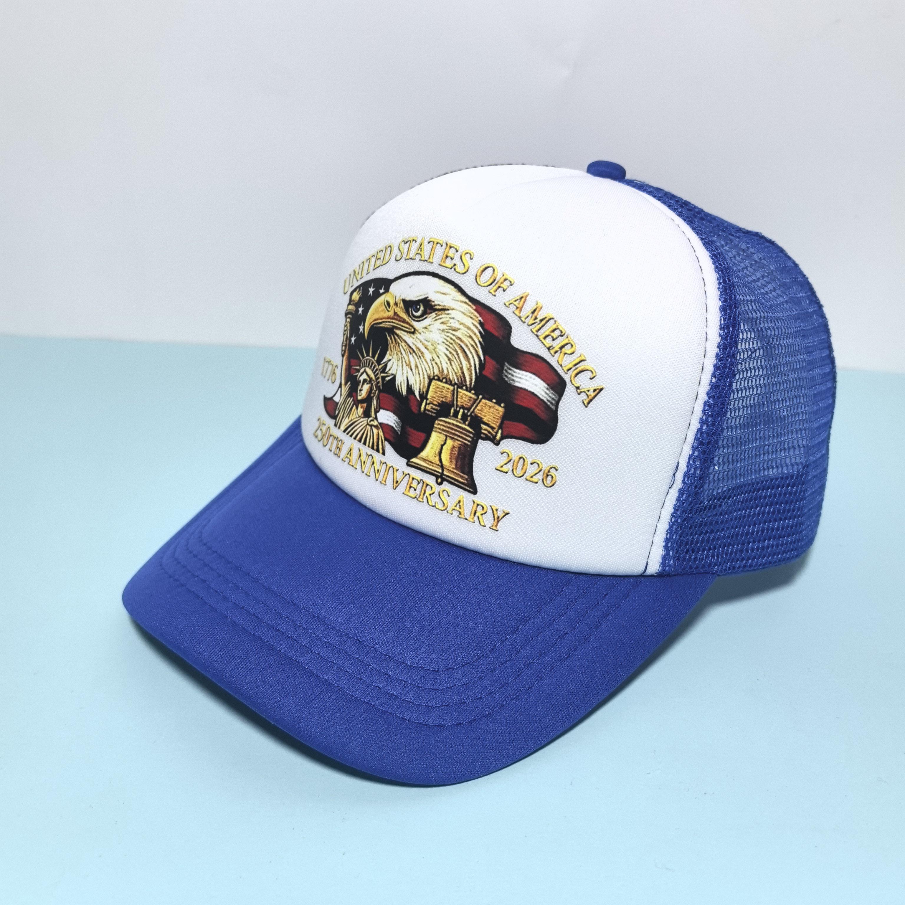 Amerikanische Baseballkappe zum 250. Jubiläum mit Schwammkrempe, Sonnenschutz, Atmungsaktiv, Sonnenschutz, Lässige Mütze Adjustable white