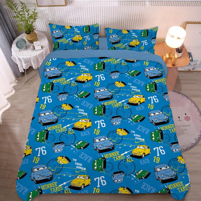 Cartoon Car bedding set Truck Excavator Duvet Cover Set Large Colorful Car Bedding for Toddlers Kids Teens King Size Quilt Cover