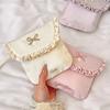 Portable Bow Embroidery Mini Storage Bag Multifunctional Solid Color Wallet Pouch Sanitary Napkins Bag Travel