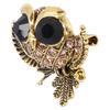 2pcs Gold-Tone Alloy Owl Brooch Pin Rhinestone Crystal Crystal Owl Lapel Pin  For Women