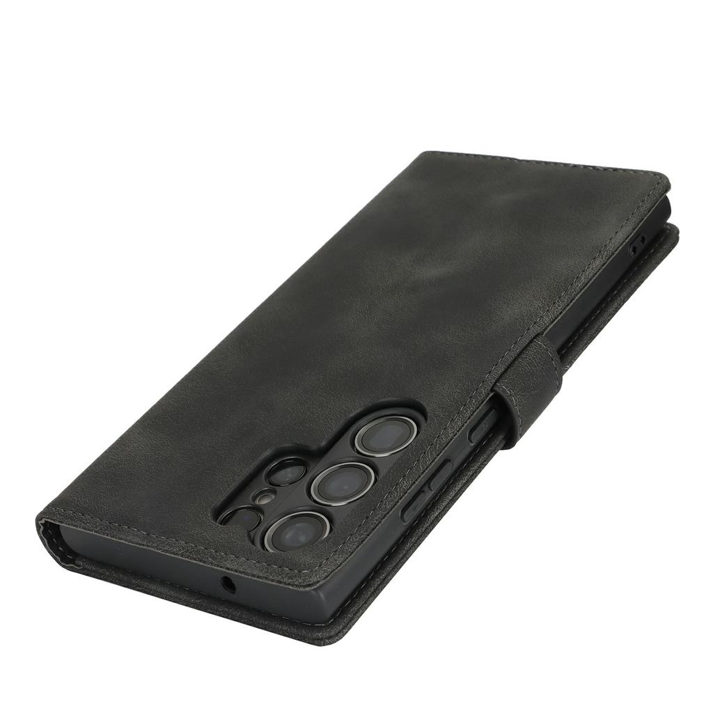For Samsung Galaxy S23 Ultra Wallet Case Double Folded Edge Skin Touch PU Leather Flip Phone Cover