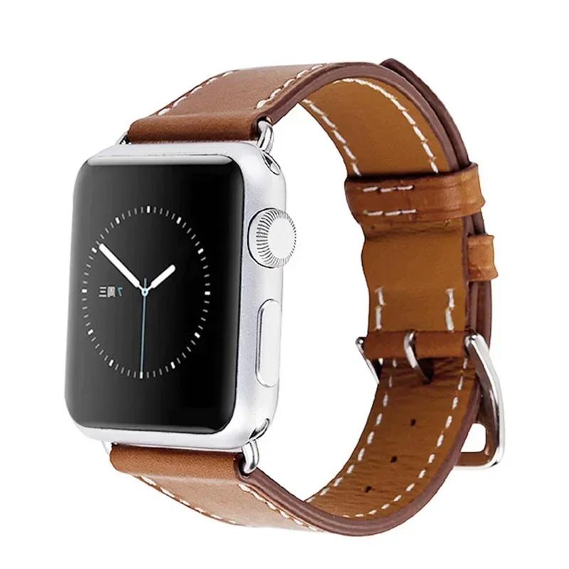 Leather Watch Straps for Apple Watch Band 44mm 49mm 45mm 42mm 40mm 41mm 38mm Sport Bracelet iWatch Series Ultra 9-8-7-6-5-4-3-SE
