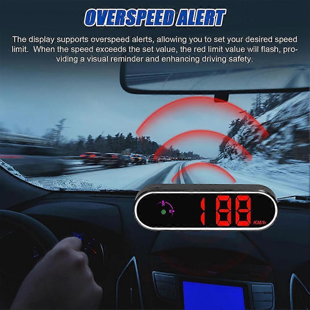 Car Headup Display GPS Digital Speedometer W/ Colorful LED Display Clock