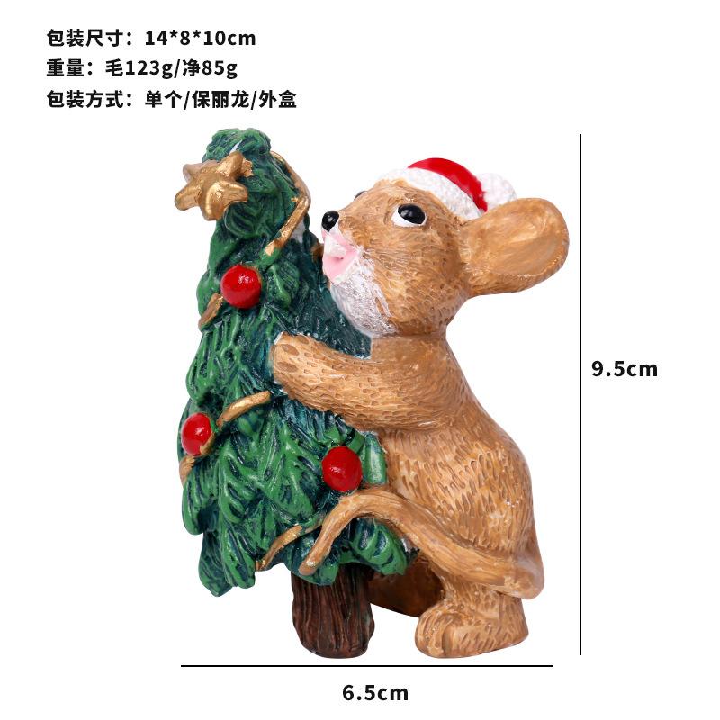 Cute Painted Mouse Christmas Decor, Resin Desktop Garden Ornaments, Festive Figurine for Home Shelf Display