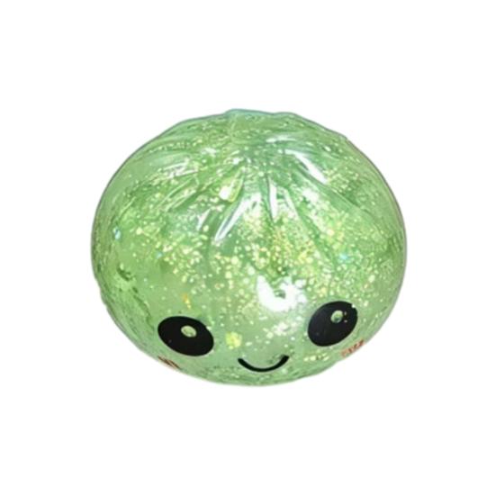 Glitter Dumpling Squeeze Toy Smiling Expression Steamed Bun Fidget Toy Stretchy Decompression Simulation Dough Ball Desk Toy