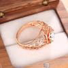 Huitan Aesthetic Rose Gold Flower Ring Female Engagement Accessories with Bright Zirconia Graceful Wedding Band Jewelry