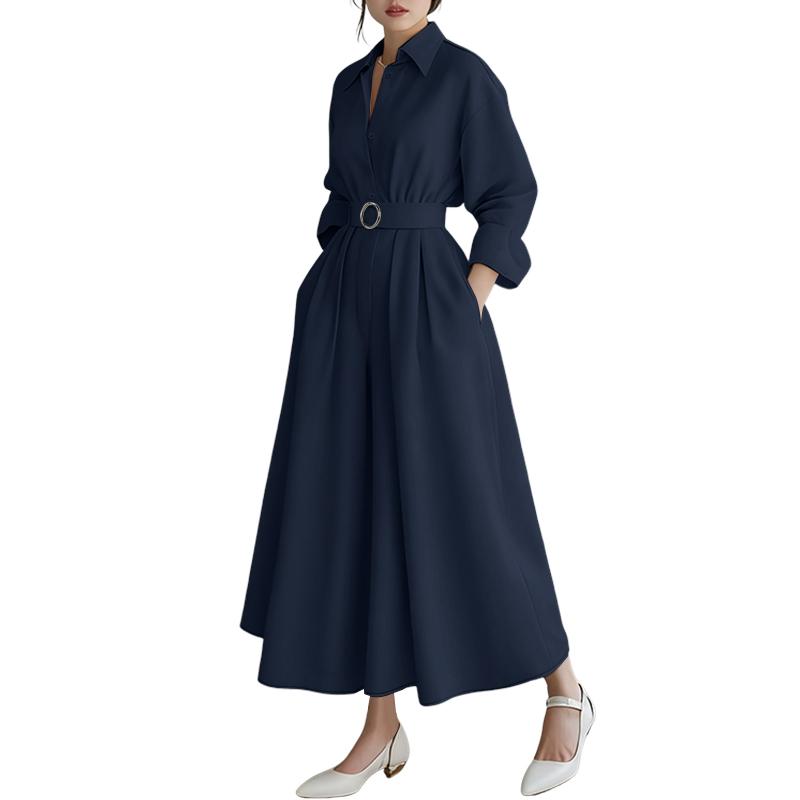 ZANZEA Women Turn Down Collar Loose Casual Long Sleeve Shirt Dress