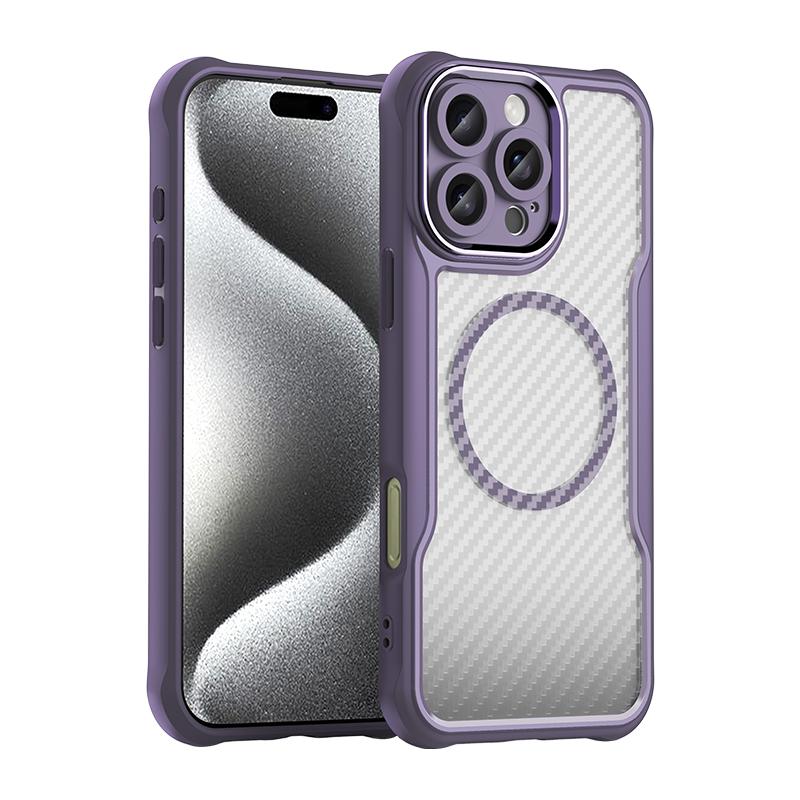 Luxury For Magsafe Wireless Charge Magnetic Case For iPhone 16 15 14 Plus 13 12 11 Pro Max Shockproof Armor Carbon Fiber Cover