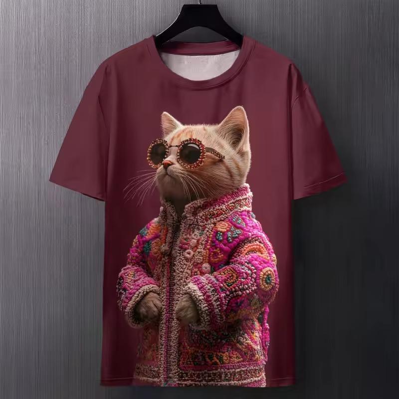 Funny Cat Creative T-Shirts Animal 3D Print Men's Women O-Neck Short Sleeve T Shirt Oversized Tees Harajuku Top Clothing