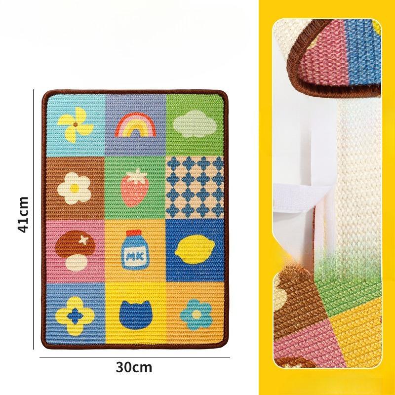 Sisal Cat Scratching Board, Square Vertical Wall Furniture Protective Cat Scratching Pad Wear-resistant and Scratch-resistant