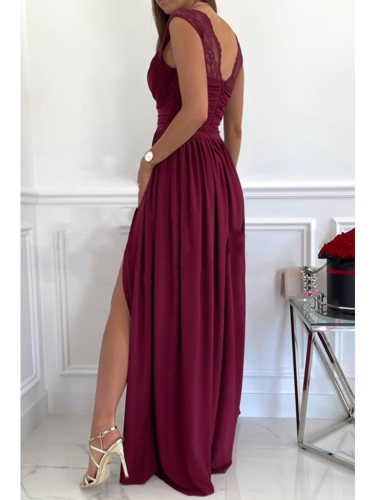 Sleeveless Lace Backless Slit Hem Women Dress Comfortable Lightweight High Recognition Elegant Style Slimming Flattering Fit