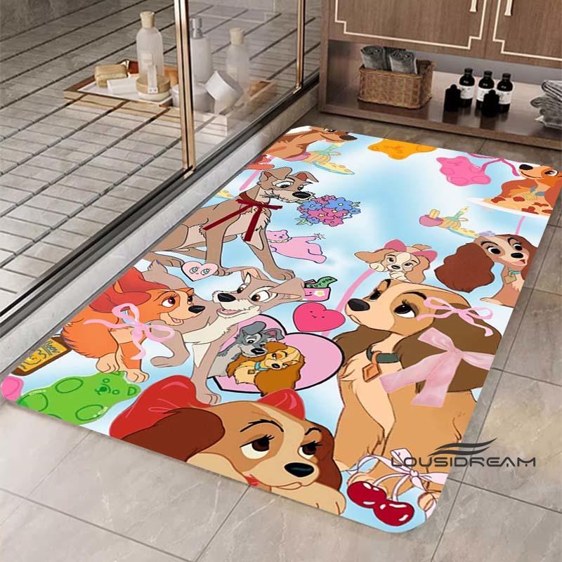 Cartoon Lady and the Tramp rug, suitable for bedroom, living room and other home décor, fluffy square rug, soft area rug, play