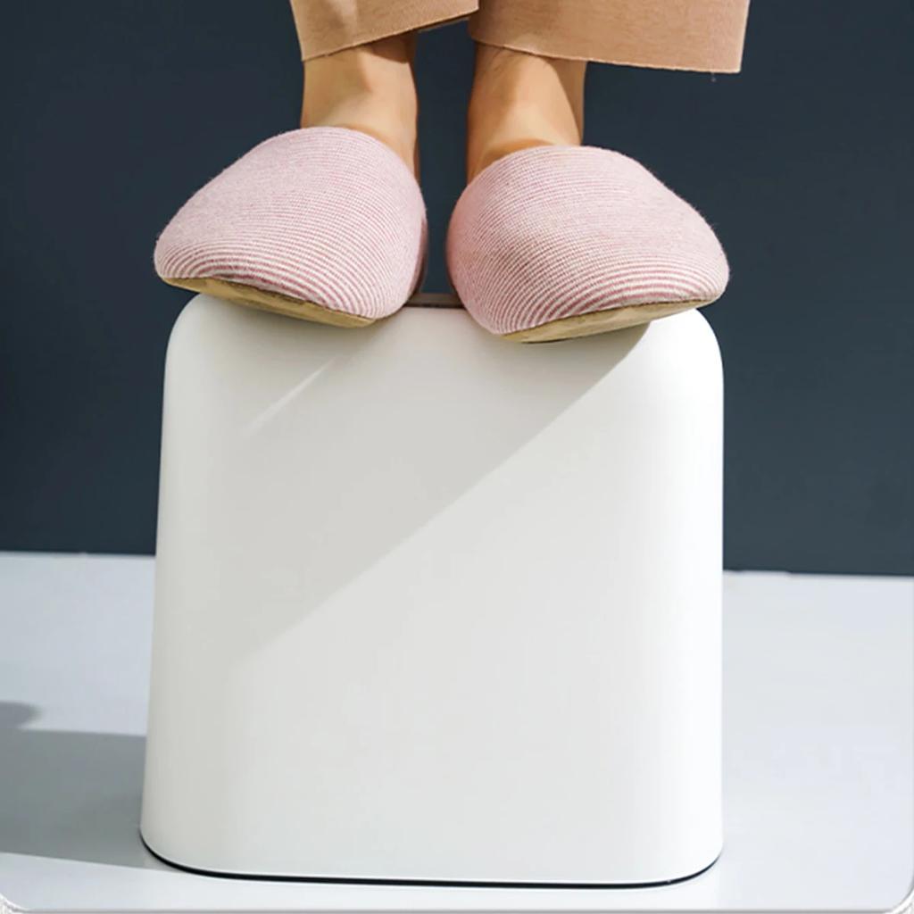 Bathroom Narrow Shape Trash Can Toilet Side Garbage Can with Lid Kitchen Odorproof Trash Bin Covered Trash Can Wastepaper Basket