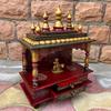 Wooden Temple | Painted Pooja Mandir Wall Desk Storage, Indian Hindu Mandir Religion | Pooja Temple For Home Office , Wall Hanging Art Gift