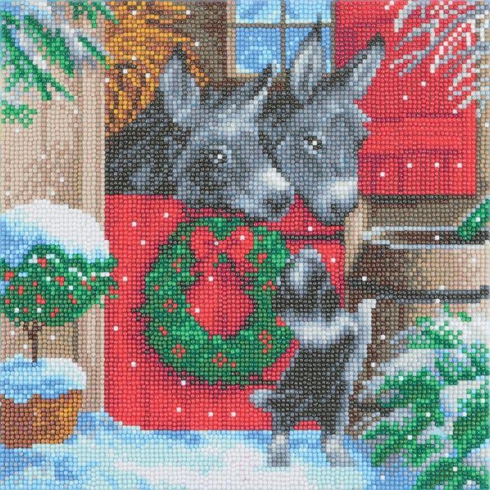 CRYSTAL ART Kit tableau broderie diamant 30x30cm Ânes de Noël