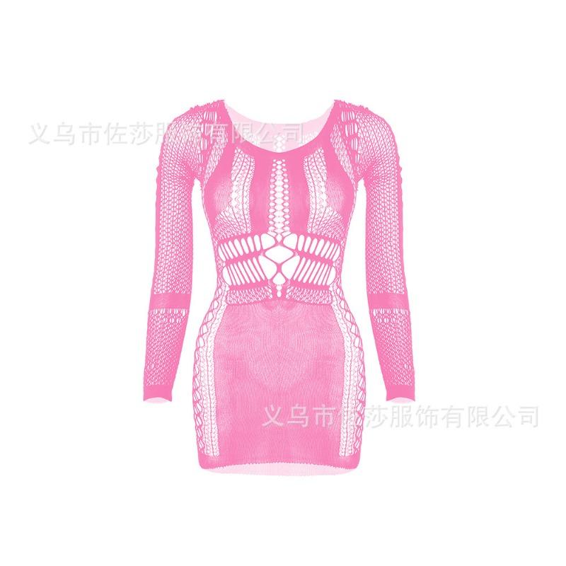 Sex Underwear New Short Skirt Hip Skirt Mesh Coat Hollow Sexy Temptation Sexy Long Sleeves