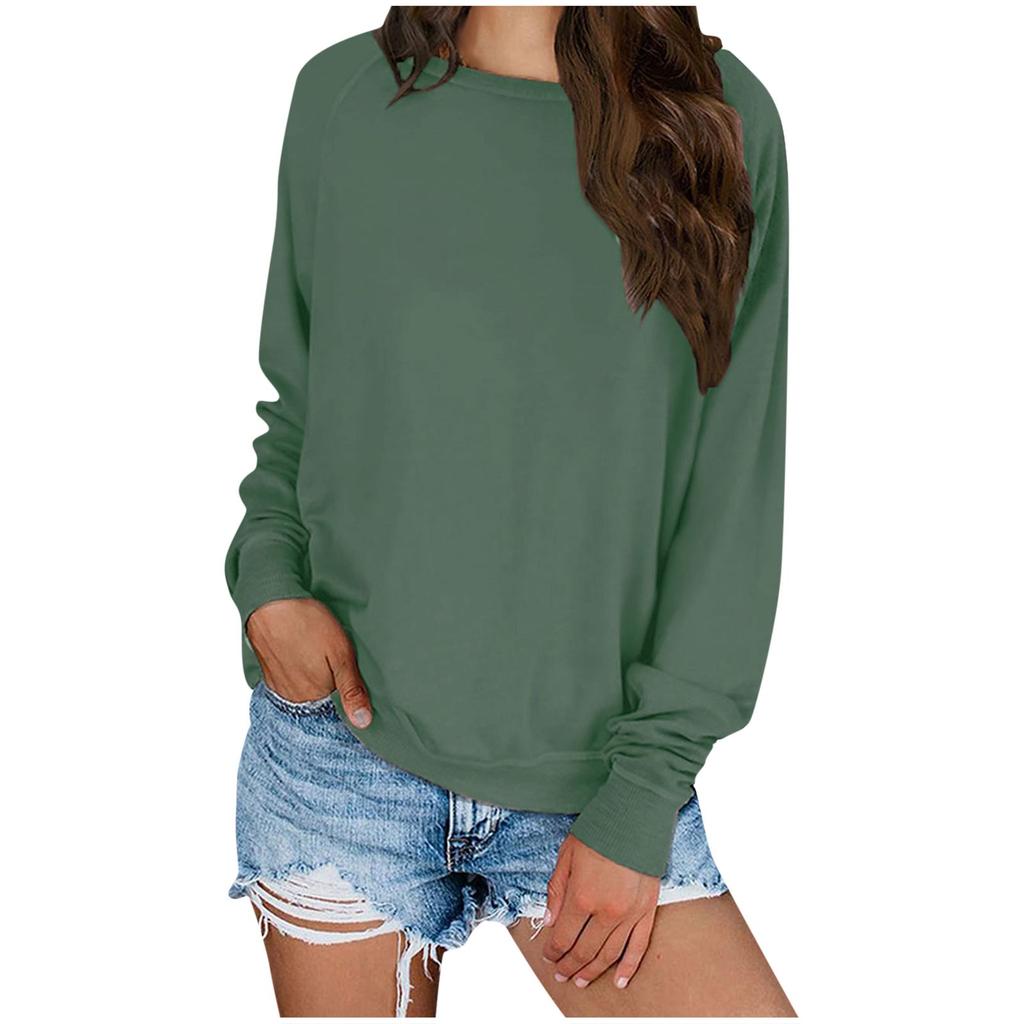 Womens Oversized Sweatshirt Tops Casual Blue Crewneck Long Sleeve Pullover Tops