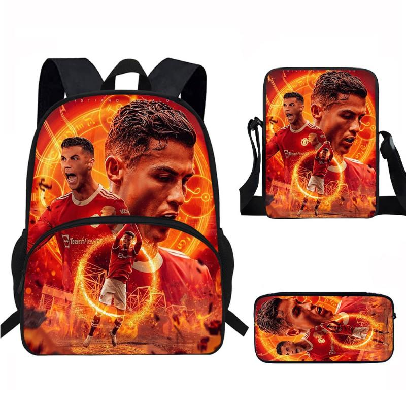 Set Zaino Scolastico CR7 per Bambini Tessuto Oxford Borsa a Doppio Scomparto con Tasca Frontale Astuccio Tracolla Ergonomico Dorsale