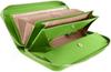 Women's Garçon Wallet Cowhide Long Wallet Receipt and Coin Sorting Box-Type Coin-Through Large Capacity (Leaf Green)
