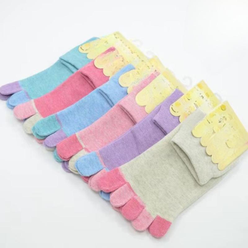 6 par dame femtå-sokker bomull pustende elastiske ankel korte sokker avslappet høy kvalitet jentesokker myke morsomme tåsokker