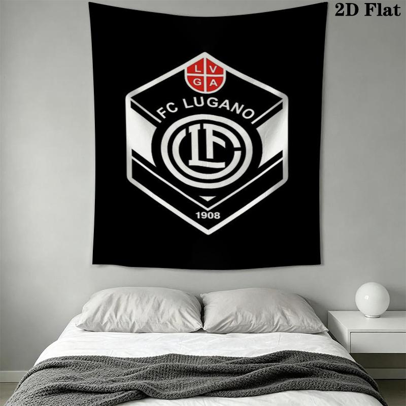 Arazzo da Parete Lugano Fc Appeso Estetico alla Parete Coperta in Tessuto Stampato Arazzi Decorativi per Camera da Letto Soggiorno Decorazioni per la Casa