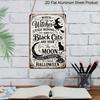 2D Flat When Witches Go Riding Vintage Halloween Witch Black Cat Metal Sign‑8.0x12.0inch Aluminum Wall Art, Farmhouse Porch Halloween Rustic Decor