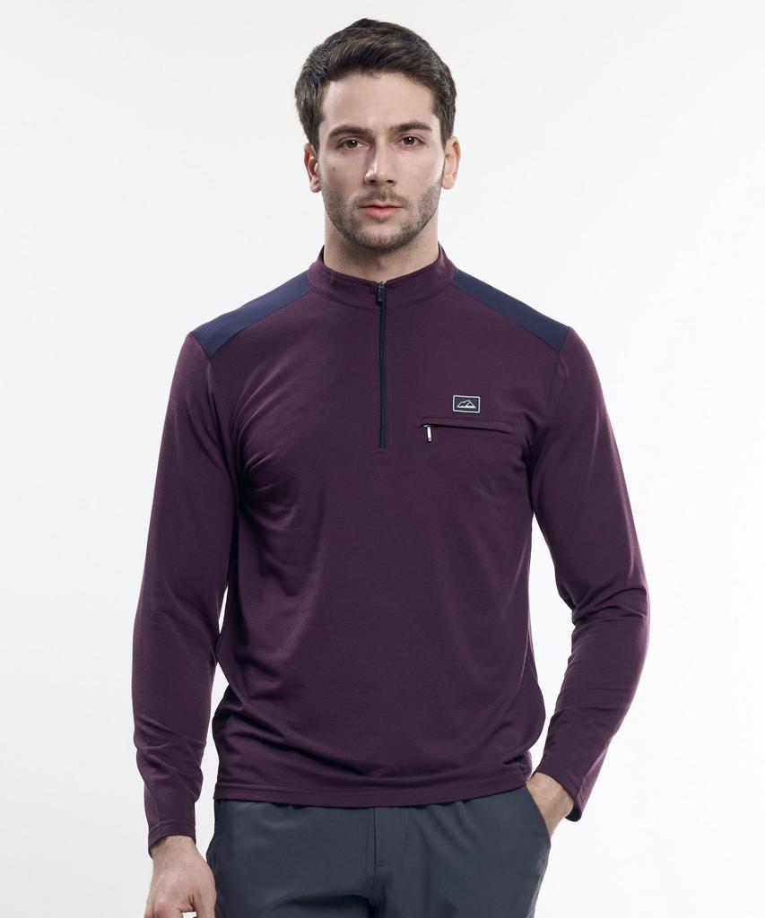 EXTRASPORTY Shoulder Confidence Men'S Color Block Long Sleeve Zip-Up T-Shirt 4 Colors
