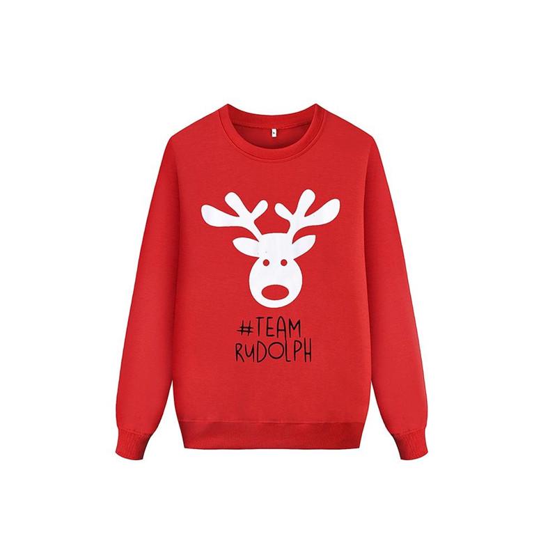 Christmas Fawn Red Round Neck Long Sleeve Sweatshirt Family Pack