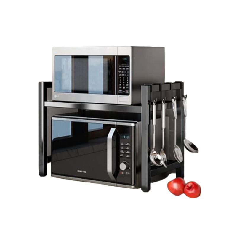 Adjustable Double-Layer Microwave Oven Storage Rack for Countertop