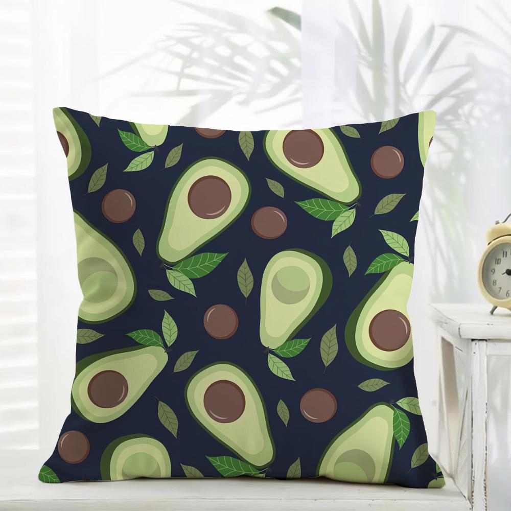 Pattern Fresh Avocado Print Cushion Cover Daily Washable Linen Pillowcase Soft For Sofa Bed Home Room Decor