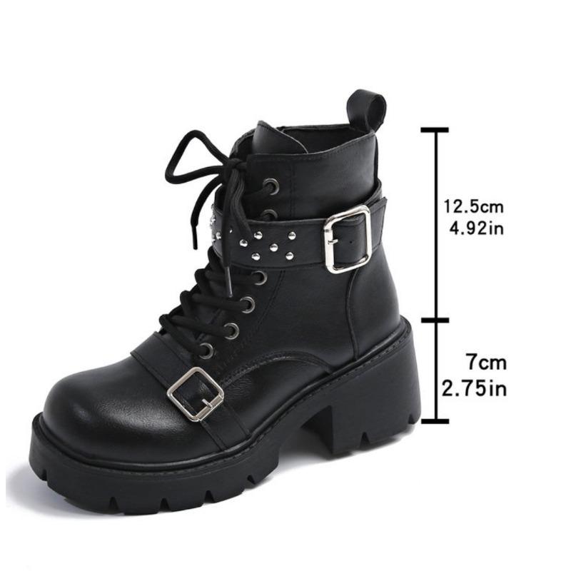 Fashion Women Platform Ankle Boots Vintage Thick Bottom Lace Up British Motorcycle Booties Outdoor Designer Shoes Women Zapatos De Mujer