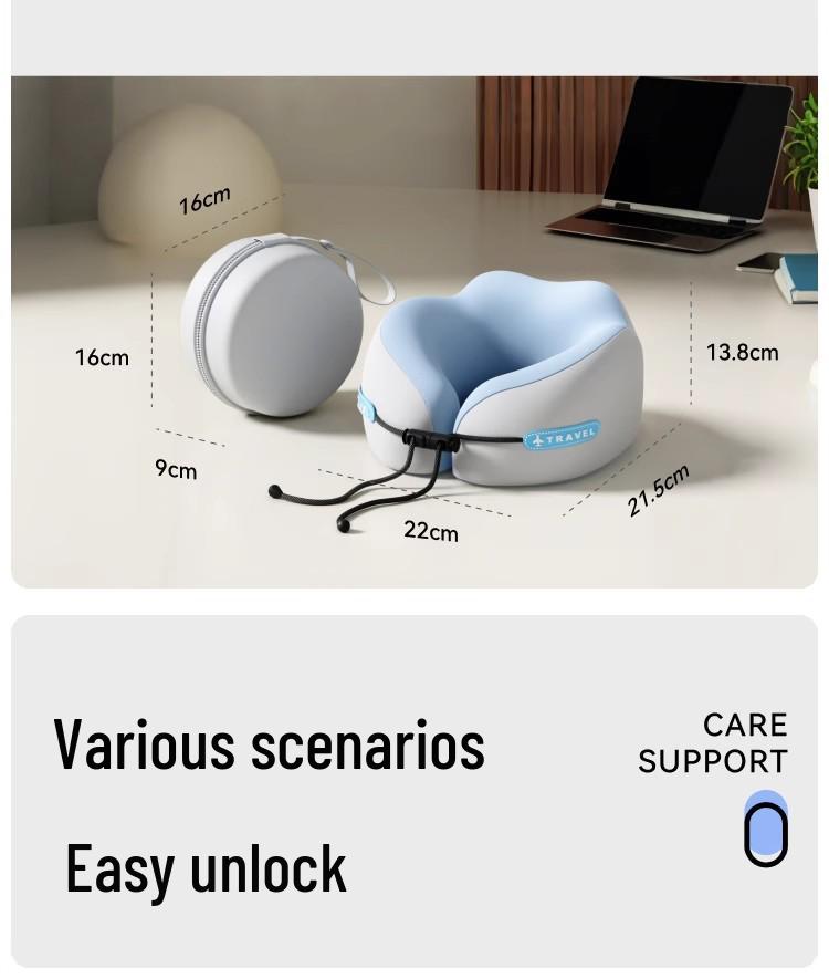 Uçak İçin Taşınabilir Hafızalı Köpük Seyahat Boyun ve Boyun Omuru Yastığı