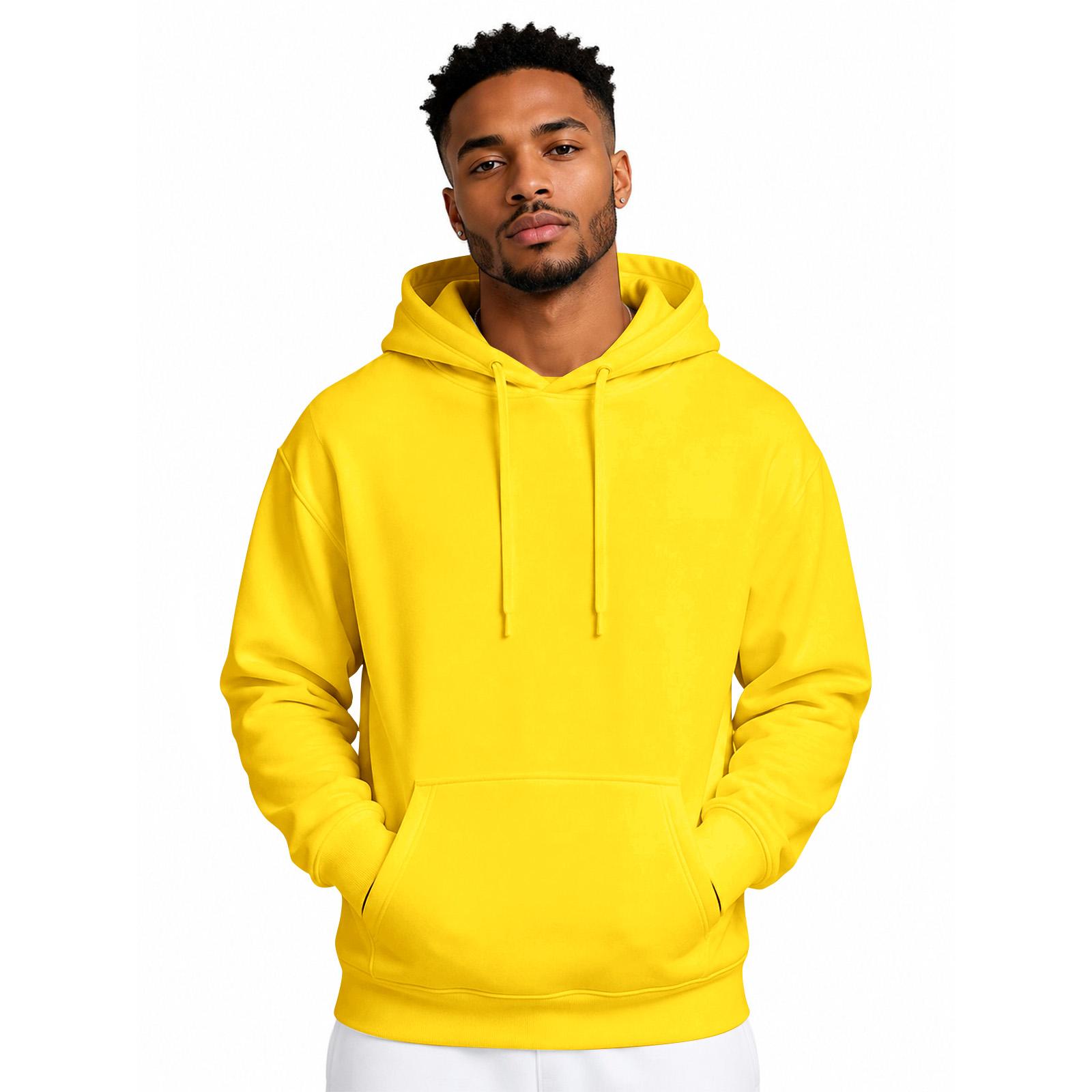 Herren Color Casual Hoodie für Frühling und Herbst L gelb