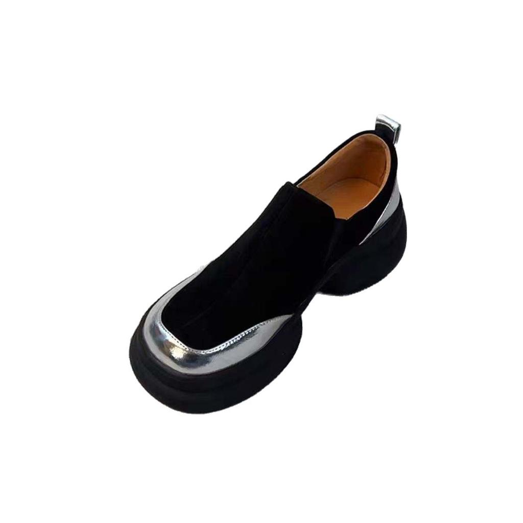 Retrostil färgmatchande matta enpedaliga latskor enkla höjande plattform enkelskor loafers dammjukt läder små läderskor