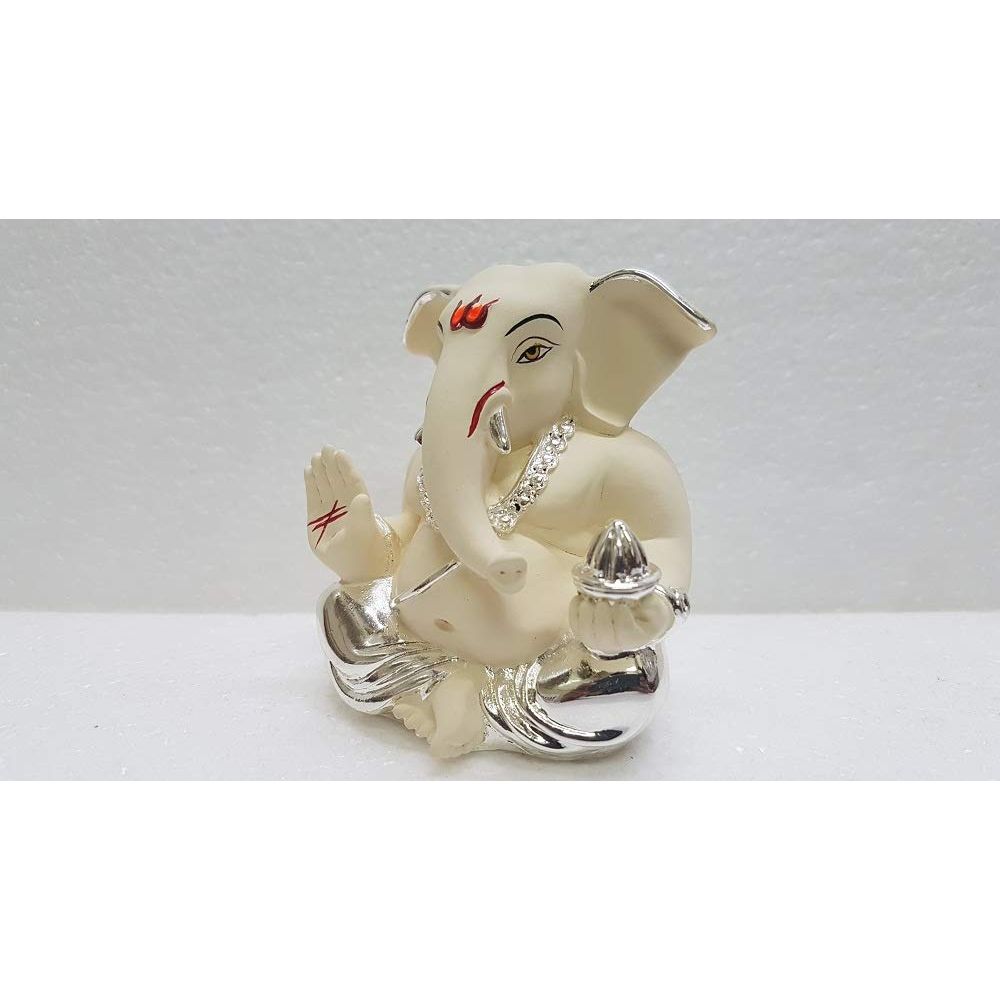 Ceramic Ganesh Idol for Car Dashboard Ganesha Murti Ganpati Idol for Home Decor Puja Lord Ganesh Statue Gift
