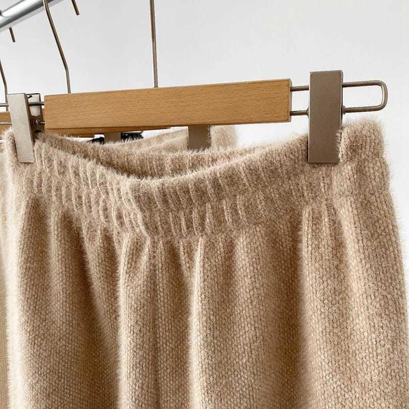 Nové zimní tlusté vintage elastické kalhoty v pase rovné dámské All Match norkový samet Tenké široké nohavice volné kalhoty ženy ležérní oblečení