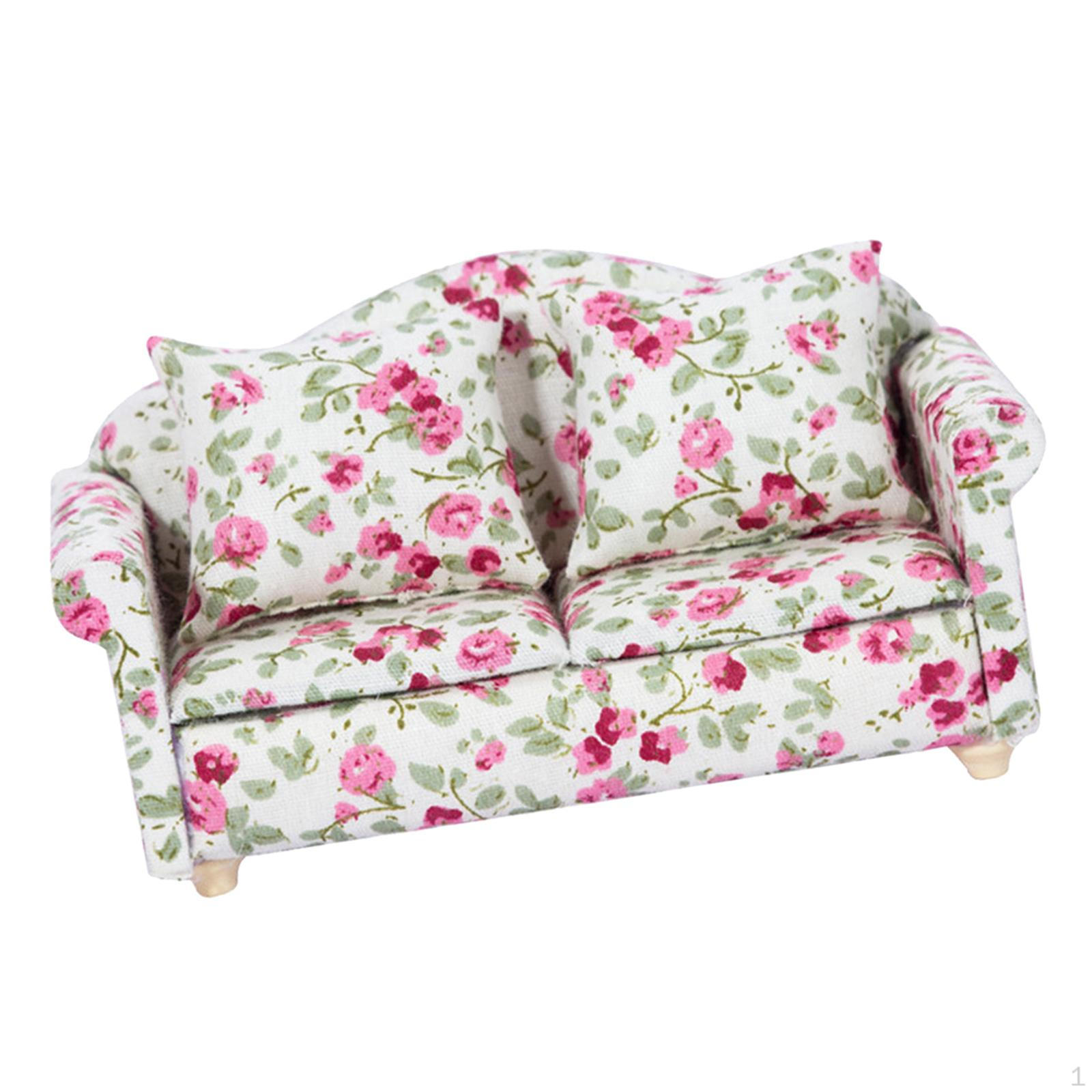 

1/12 имитация миниатюрного дивана, кукольная сцена, товары для дома, украшение мебели для гостиной Double Sofa